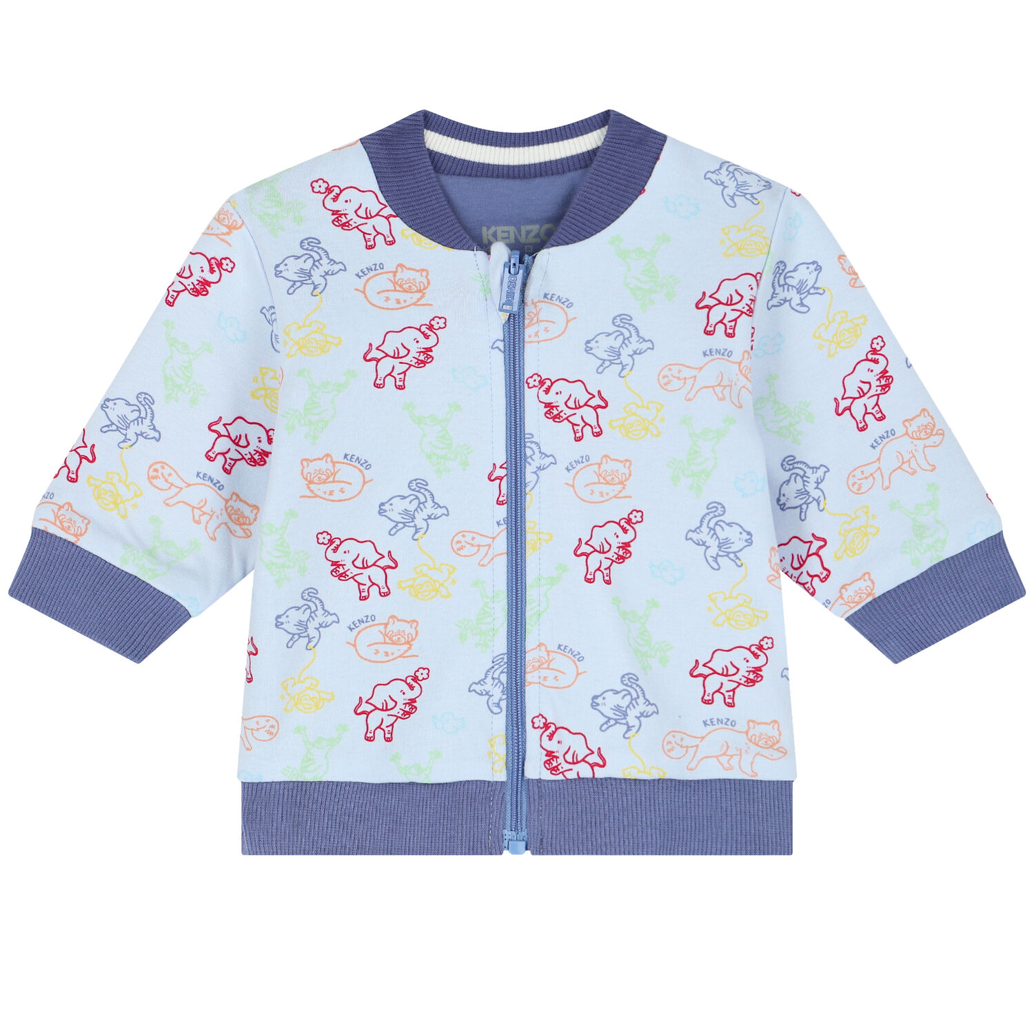 Baby Boys Blue Logo & Animals Reversible Tracksuit, 1, hi-res